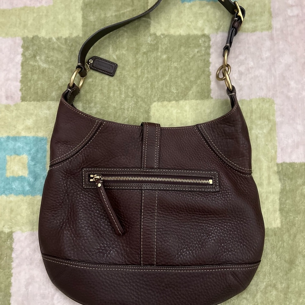 Coach Dark Brown Leather Hobo Bag